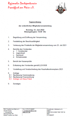 Aktuelle Tagesordnung zur Mitgliederversammlung