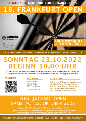 Anmeldung zu den 18. Frankfurt Open freigeschaltet